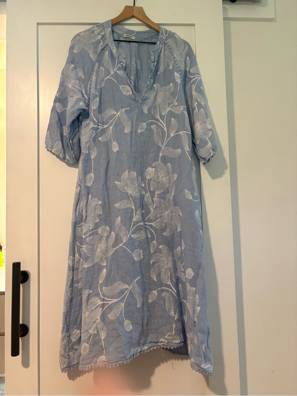 PURO LINO Made in Italy 100% Floral Linen Tunic Dress GORGEOUS